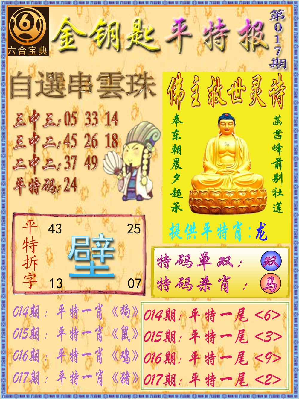 017期金钥匙平特报[图]